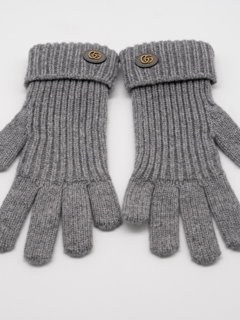 Gucci Cashmere Wool Grey Gloves GG Designer size M